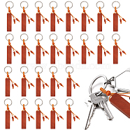 26Pcs Iron Key Ring Keychain, with Peach Wood and Polyester Cord, Saddle Brown, 11cm(AJEW-CA0003-19)