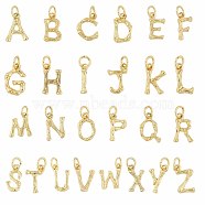 CHGCRAFT 26Pcs 26 Style Brass Pendants, with Jump Ring, Golden, Letter Charm, Letter A~Z, 12x3~11x2mm, Hole: 3mm, 1pc/style(KK-CA0002-51)