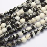 Natural Black Zebra Jasper Beads Strands, Round, 8~8.5mm, Hole: 1mm, about 49pcs/strand, 15.7 inch(40cm)(G-G697-F02-8mm)