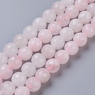 Natural Rose Quartz Beads Strands, Faceted, Round, 10mm, Hole: 1mm(G-C065-10mm-3)