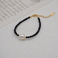 Imitation Pearl & Glass Beaded Necklaces for Women Summer Design, Black(EA0389-4)