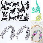 PVA Water-soluble Embroidery Aid Drawing Sketch, Cat Shape, 297x210mmm, 2pcs/set(DIY-WH0514-013)