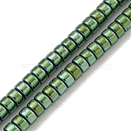 Electroplated Synthetic Non-magnetic Hematite Beads Strands, Disc, Heishi Beads, Green Plated, 3.5x2mm, Hole: 1mm, about 183~188pcs/strand, 15.16''~15.67''(38.5~39.8cm)(G-K361-A01-01)