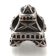 304 Stainless Steel European Beads, Large Hole Beads, Eiffel Tower, Antique Silver, 11.5x10.5x10.5mm, Hole: 4.5mm(STAS-G350-34AS)