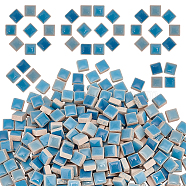 AHADEMAKER Gradient Color Porcelain Cabochons, Square Mosaic Tiles, for Home Decoration or DIY Crafts, Steel Blue, 10x10x5.5mm, 108pcs/bag, 3 bags/box(PORC-GA0001-02B)