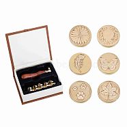 DIY Scrapbook, Brass Wax Seal Stamp and Wood Handle Sets, Saddle Brown, 119x99x43mm, Stamp: 15x25mm(TOOL-WH0079-25-B)