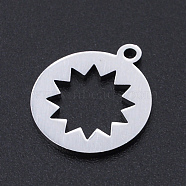 201 Stainless Steel Laser Cut Pendants, Stainless Steel Color, 17x14.5x1mm, Hole: 1.4mm(STAS-S105-T971-1)