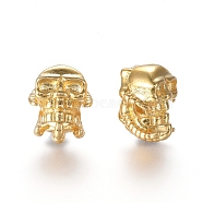 Brass Beads, Dragon Claw and Skull, Real 18K Gold Plated, 14x11x10mm, Hole: 2mm(KK-O125-23G)