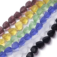 Transparent Frosted Glass Beads Strands, Nuggets, Mixed Color, 15x12x9.5mm, Hole: 1mm, about 40pcs/strand, 23.62''(60cm)(FGLA-S001-M02)