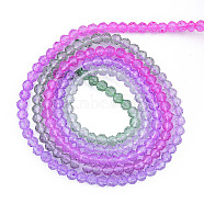 Transparent Glass Beads Strands, Segmented Multi-color Beads, Faceted Round, Orchid, 2mm, Hole: 0.6mm, about 194~199pcs/strand, 14.49 inch~14.61 inch(36.8~37.1cm)(GLAA-N041-009-10)