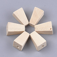Natural Wood Beads, Undyed, Trapezoid, Antique White, 18x10.5x10.5mm, Hole: 2~2.5mm(X-WOOD-S053-14)