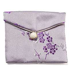Chinese Style Floral Cloth Jewelry Storage Pouches, with Plastic Button, Rectangle Jewelry Gift Case for Bracelets, Earrings, Rings, Random Pattern, Thistle, 7.5x8.5x0.3~0.7cm(AJEW-D065-01A-05)