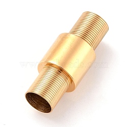 304 Stainless Steel Magnetic Clasps with Glue-in Ends, Column, Golden, 24mm, Hole: 6mm(STAS-M297-05G)