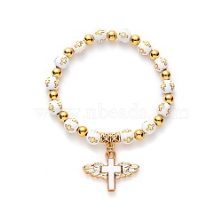 Gold acrylic cross bead bracelet angel cross prayer bead bracelet(NW4525-3)