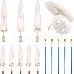 CHGCRAFT 14Pcs 3 Styles DIY Blank Craft Paper Umbrella, with Wood Handle, with Plastic Paint Brushes Pens, Mixed Color, 154~220x19~29mm(DIY-CA0003-55)