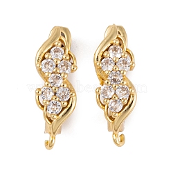 Rack Plating Brass Cubic Zirconia Hoop Earring Findings, Cadmium Free & Lead Free, Long-Lasting Plated, Real 18K Gold Plated, 15.5x6mm, Hole: 1.5mm, Pin: 11x1mm(KK-S374-04G-01)