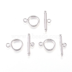 Brass Toggle Clasps, Ring, Platinum, Ring: 19x14x2mm, Hole: 3mm, Bar: 7.5x25x3mm, Hole: 3mm(KK-L189-23P)