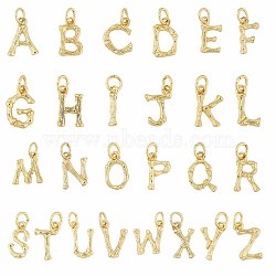 CHGCRAFT 26Pcs 26 Style Brass Pendants, with Jump Ring, Golden, Letter Charm, Letter A~Z, 12x3~11x2mm, Hole: 3mm, 1pc/style(KK-CA0002-51)