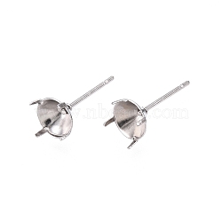 Non-Tarnish 316 Surgical Stainless Steel Stud Earring Setting, Fit for Rhinestone, Stainless Steel Color, Fit for 5mm Rhinestone, 15x6mm, Pin: 0.6mm(STAS-S117-023C)