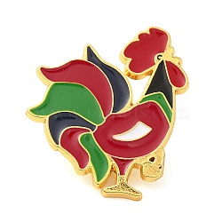 Rooster Enamel Pins, Golden Plated Alloy Badge for Backpack Clothes, Red, 31x26.5x1.5mm(JEWB-A014-04)