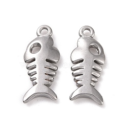 304 Stainless Steel Pendants, Fishbone, Stainless Steel Color, 21x8.5x3mm, Hole: 1.6mm(STAS-C059-03P)