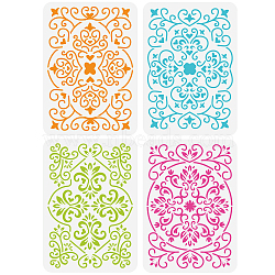 4Pcs 4 Styles PET Hollow Out Drawing Painting Stencils, for DIY Scrapbook, Photo Album, Others, 297x210mm, 1pc/style(DIY-WH0394-0131)