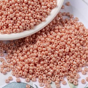 MIYUKI Round Rocailles Beads, Japanese Seed Beads, (RR596) Opaque Tea Rose Luster, 8/0, 3mm, Hole: 1mm, about 422~455pcs/10g