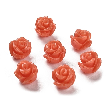 Synthetic Coral Carved Beads, Dyed, Flower, Salmon, 8.5x8.5x8mm, Hole: 1.2mm