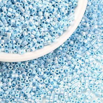 Cylinder Seed Beads, Opaque Colours Luster, Uniform Size, Light Blue, 2x1.3~1.5mm, Hole: 0.8~1mm, about 888pcs/10g