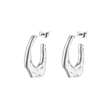 Stainless Steel C-shape Hoop Earrings for Women