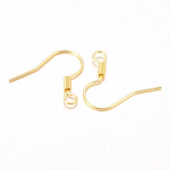 Iron Earring Hooks, with Horizontal Loop, Cadmium Free & Lead Free, Golden, 17x17.5mm, Hole: 2mm