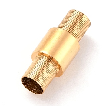 304 Stainless Steel Magnetic Clasps with Glue-in Ends, Column, Golden, 24mm, Hole: 6mm