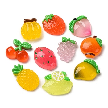 Luminous Opaque Resin Decoden Cabochons, Glow in the Dark, Mixed Color, Fruit, 23~31x20~31x7~8mm