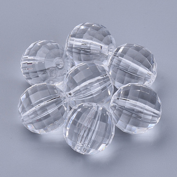 Transparent Acrylic Beads, Faceted, Round, Clear, 12x12mm, Hole: 1.9mm