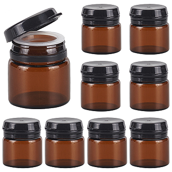 Glass Portable Cream Jar, Empty Refillable Cosmetic Containers, Amber Tone Vials, with Plastic Flip Lid & Inner Stopper, Column, Saddle Brown, 2.7x3cm, Capacity: 5g
