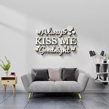 Custom Acrylic Wall Stickers, for Home Living Room Bedroom Decoration, Word, Silver, 400x400mm