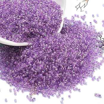 Transparent Inside Colours Glass Seed Beads, Cylinder, Dark Violet, 1.6x1.3mm, Hole: 0.8mm, about 60000pcs/pound