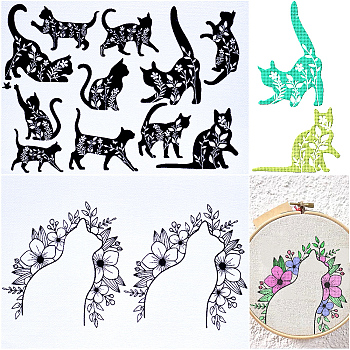 PVA Water-soluble Embroidery Aid Drawing Sketch, Cat Shape, 297x210mmm, 2pcs/set