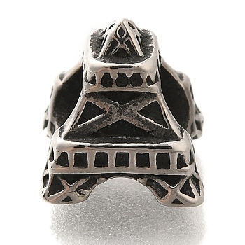 304 Stainless Steel European Beads, Large Hole Beads, Eiffel Tower, Antique Silver, 11.5x10.5x10.5mm, Hole: 4.5mm