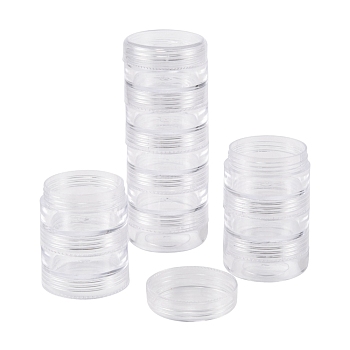 Plastic Bead Containers, Round, 5 Vials, about 3.9cm in diameter, 10.2cm high, Capacity: 10ml(0.34 fl. oz)