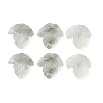 Natural Jade Pendants, Carved Leaf Charms, 21.5x20.5x3.5mm, Hole: 1mm