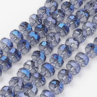 8mm SteelBlue Flat Round Glass Beads