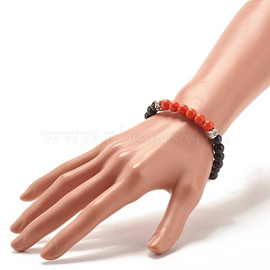 bracelet extensible rond en perles synthétiques turquoise (teint) pour femme(BJEW-JB07531-02)-3