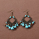 boucles d'oreilles bohème pompon turquoise(JU8957-1)-1