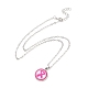 Glass Flat Round Pendant Necklace with Brass Chain(NJEW-A003-01A)-1