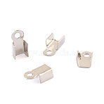 Iron Cord Ends, Folding Crimp Ends, Fold Over Crimp Cord Ends, Platinum, 6x3x2mm, Hole: 1.5mm, About 10000pcs/bag(IFIN-ZX995-N-01)