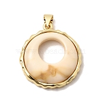 Brass Resin Pendants, Round Charms, Long-Lasting Plated, Cadmium Free & Lead Free, Real 18K Gold Plated, 25.5x23x4.5mm, Hole: 5x4mm(KK-A296-29G)