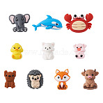 10Pcs 10 Styles Silicone Beads, Mixed Shapes, Mixed Color, 23~30.5x16.5~43x13.5~20.5mm, Hole: 2mm, 1pc/style(SIL-TA0003-40)