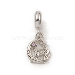 Alloy Rhinestone European Dangle Charms, Large Hole Pendants, Christmas Reindeer/Stag, Platinum, 24mm, Hole: 4.6mm, Reindeer: 14x10.5x2.5mm(PALLOY-I218-25P)