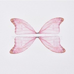 Fashion DIY Earrings Jewelry Accessories, Fibre Tulle Pendants, Butterfly Wing, Pink, 58x19x0.1mm, Hole: 0.8mm(FIND-TAC00014-04J)